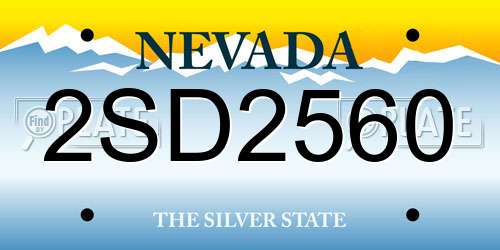 2SD2560 Nevada License Plate
