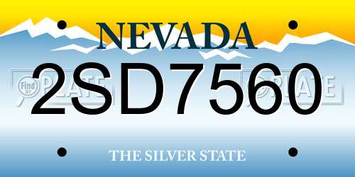 2SD7560 Nevada License Plate