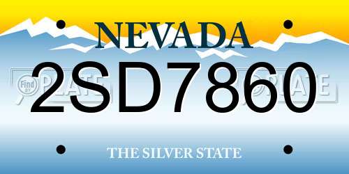 2SD7860 Nevada License Plate