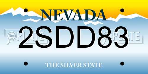 2SDD83 Nevada License Plate