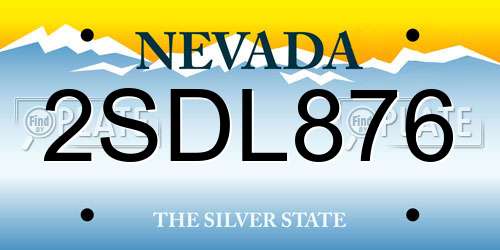 2SDL876 Nevada License Plate