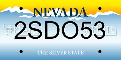2SDO53 Nevada License Plate