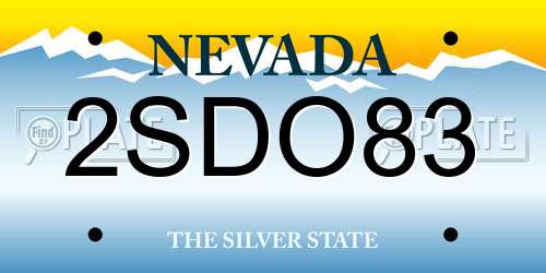 2SDO83 Nevada License Plate