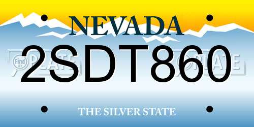 2SDT860 Nevada License Plate