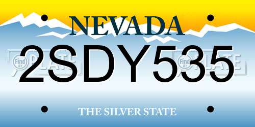 2SDY535 Nevada License Plate