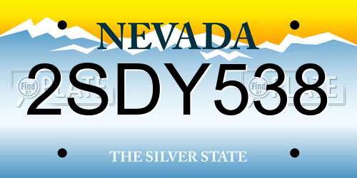 2SDY538 Nevada License Plate