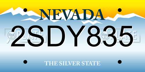 2SDY835 Nevada License Plate