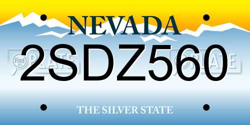 2SDZ560 Nevada License Plate