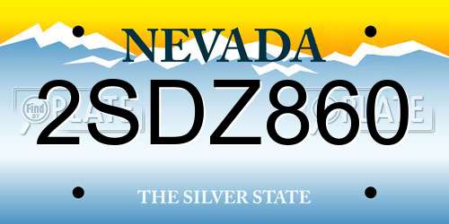 2SDZ860 Nevada License Plate