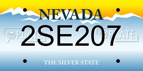 2SE207 Nevada License Plate