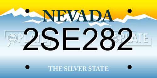2SE282 Nevada License Plate