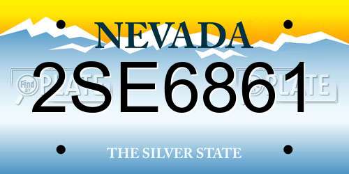 2SE6861 Nevada License Plate