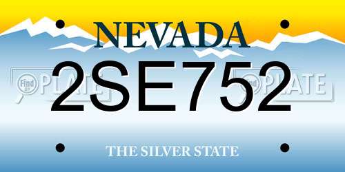 2SE752 Nevada License Plate