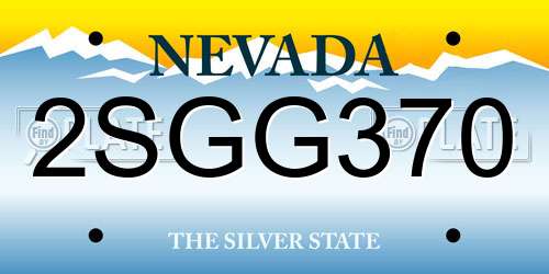 2SGG370 Nevada License Plate