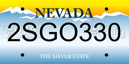 2SGO330 Nevada License Plate