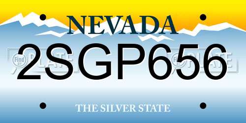 2SGP656 Nevada License Plate