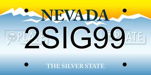 2SIG99 Nevada License Plate