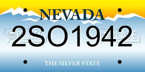 2SO1942 Nevada License Plate
