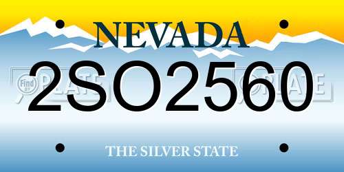 2SO2560 Nevada License Plate