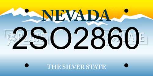 2SO2860 Nevada License Plate