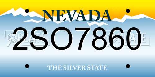 2SO7860 Nevada License Plate
