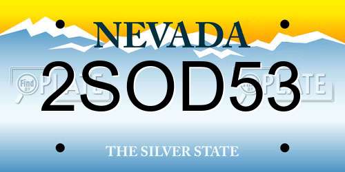 2SOD53 Nevada License Plate