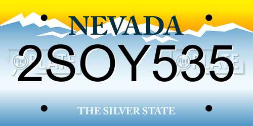 2SOY535 Nevada License Plate