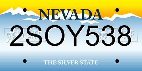 2SOY538 Nevada License Plate