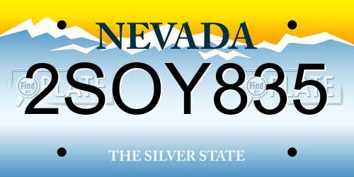 2SOY835 Nevada License Plate