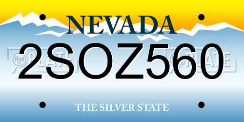 2SOZ560 Nevada License Plate