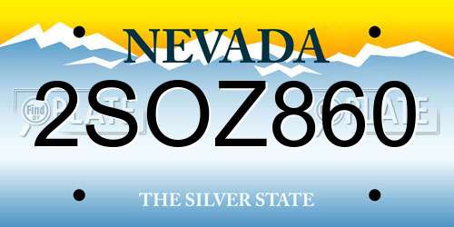 2SOZ860 Nevada License Plate