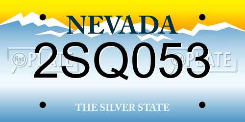 2SQ053 Nevada License Plate