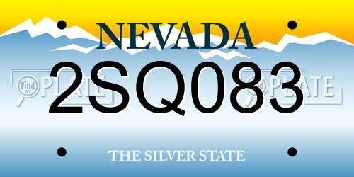 2SQ083 Nevada License Plate