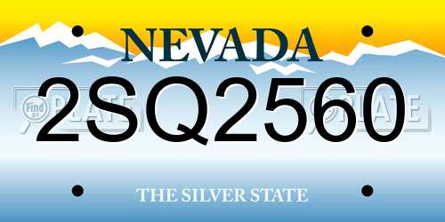 2SQ2560 Nevada License Plate