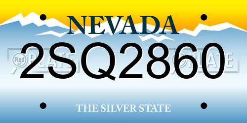 2SQ2860 Nevada License Plate