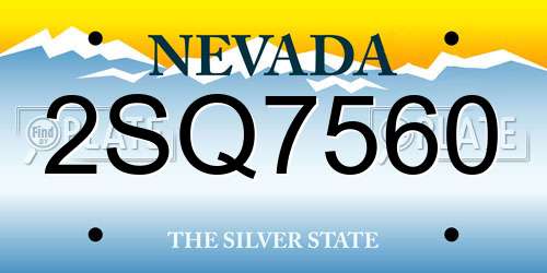 2SQ7560 Nevada License Plate