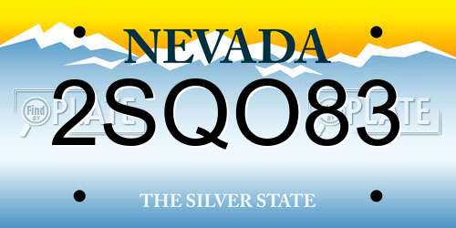2SQO83 Nevada License Plate