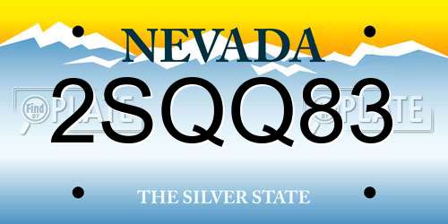 2SQQ83 Nevada License Plate