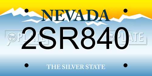 2SR840 Nevada License Plate