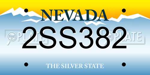 2SS382 Nevada License Plate