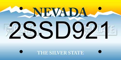 2SSD921 Nevada License Plate