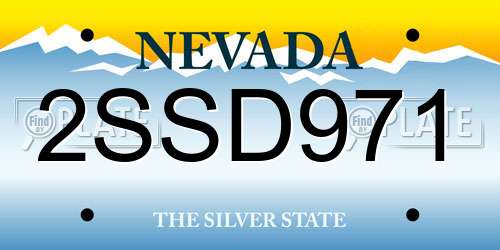 2SSD971 Nevada License Plate