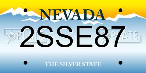 2SSE87 Nevada License Plate