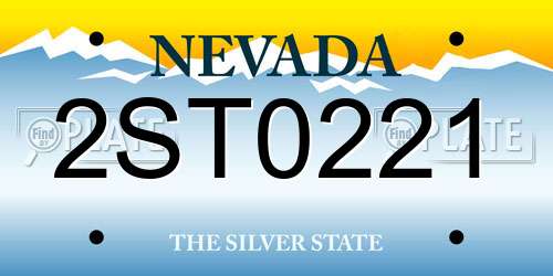 2ST0221 Nevada License Plate