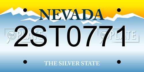 2ST0771 Nevada License Plate