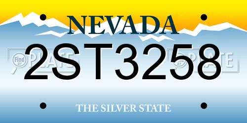 2ST3258 Nevada License Plate