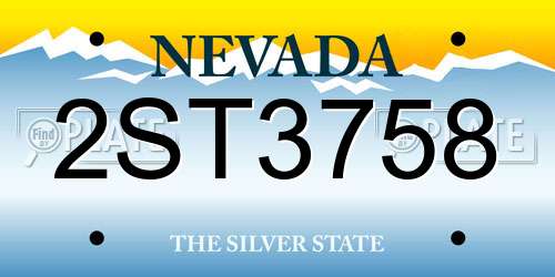 2ST3758 Nevada License Plate