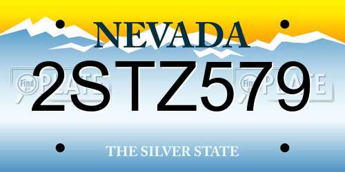 2STZ579 Nevada License Plate