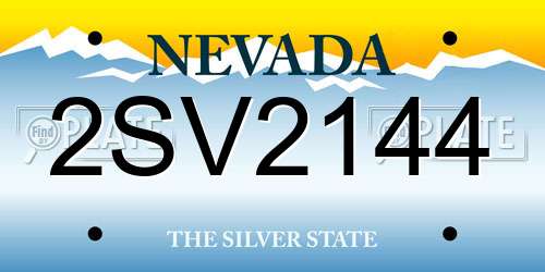 2SV2144 Nevada License Plate