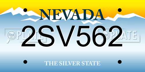 2SV562 Nevada License Plate